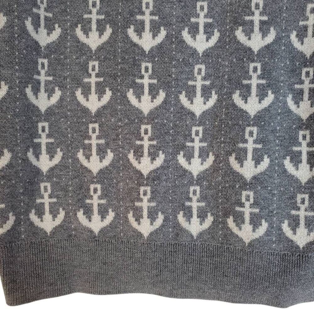 Vineyard Vines Kids Ahoy Anchor Print Merino Wool Blend Sweater Gray Medium - Picture 4 of 13